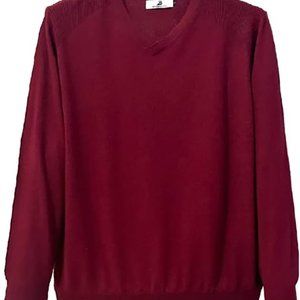 MD SHABADUER Men's Mulberry Silk and Cashmere Blend Pullover V Neck Sweater